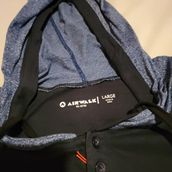 Airwalk Color Block Hooded Shirt [L] Blue - Picture 3 of 5